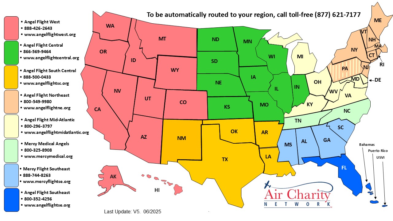 Air Charity Network Map June 2025